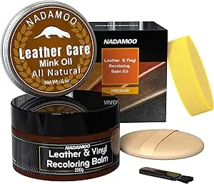 NADAMOO Black Leather Recoloring Balm with Mink Oil Leather Conditioner, Leather Repair Kits for Couches, Restoration Cream Leather Scratch Repair Leather Dye For Vinyl Furniture Car Seat, Sofa, Shoes