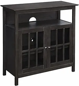 Convenience Concepts Big Sur Highboy TV Stand with Storage Cabinets, Weathered Gray