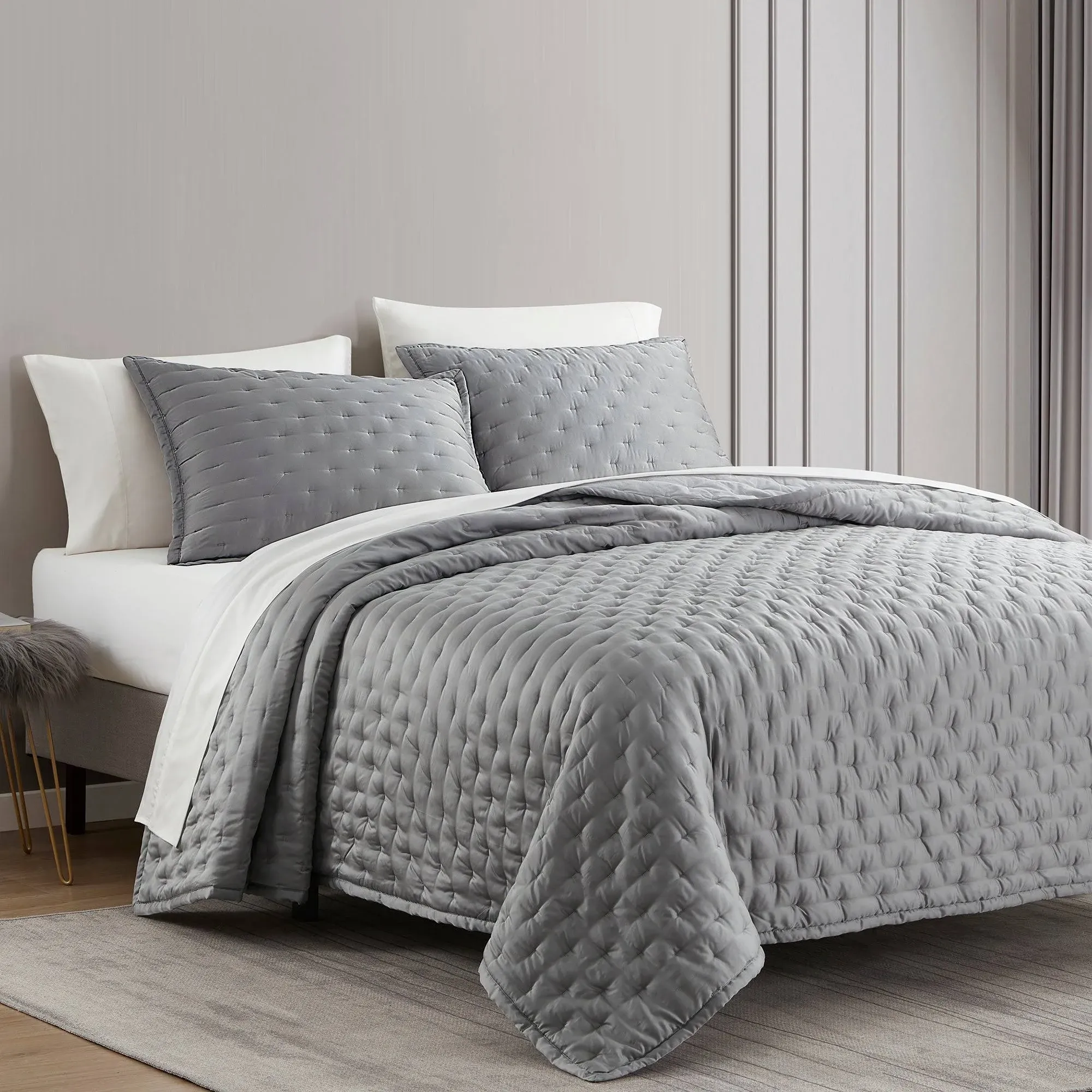 HiEnd Accents Lyocell Quilt, Full/Queen, Gray