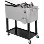 80 Quart Qt Rolling Cooler Ice Chest for Outdoor Patio Deck Party, Grey, Portabl