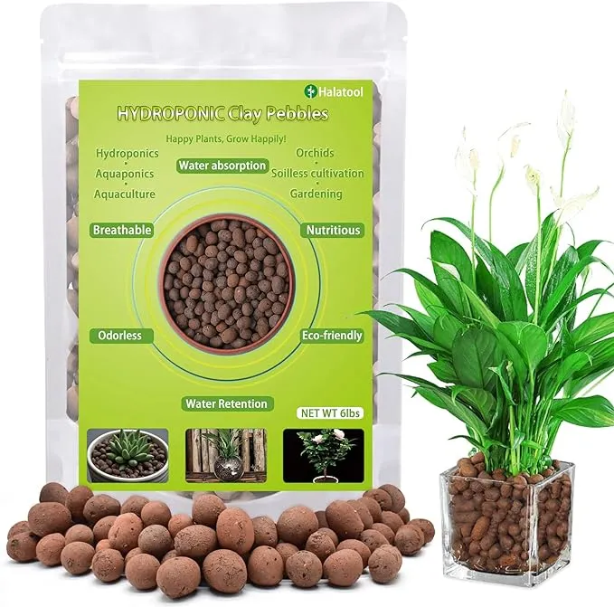 Halatool 4 LB Leca Clay Pebbles for Plants 4mm-16mm Clay Balls 100% Natural Hydroton Leca Balls for Indoor Plants Hydroponic Growing Gardening Orchids Drainage Decoration Aquaponics