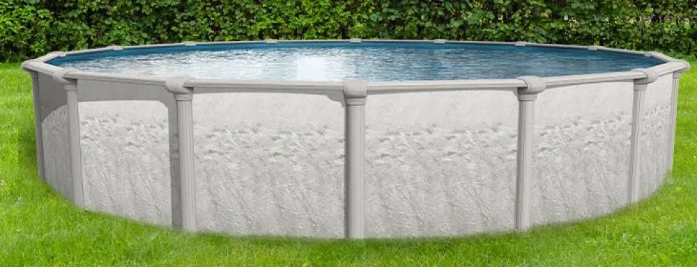 Lake Effect Pools Riviera 18' Round x 52 inch Resin Protected Steel Sided Above ...