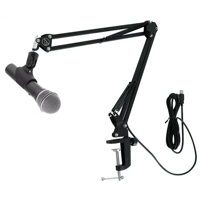 Samson Q2U USB+XLR Recording Podcast Dynamic Microphone+Audio Technica Boom Arm