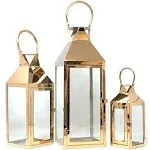 Allgala 3-Pc Set Jumbo Luxury Modern Indoor/Outdoor Hurricane Candle Lantern Set