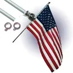 Flag Pole - 6 Foot Silver Brushed Aluminum No Tangle Spinning Flagpole with