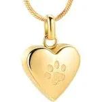 Pet Cremation Jewelry Pendant Paw Print Pet Heart Urn Necklace