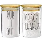 MOMEEMO Apothecary Jars with Lids for Bathroom Organization, Cotton Round Holder, and Floss Pick Storage are Great for Bathroom Decorations, and Bathroom Accessories. (Cotton Pads & Floss)