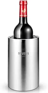 Wine Chiller Bucket, STUTUS Stainless Steel Double Wall White Wine Bottle Cooler Bucket, Insulated Champagne Beer Ice Bucket