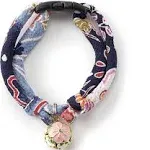 Necoichi Chirimen Plum Blossom Cat Collar (Blue)