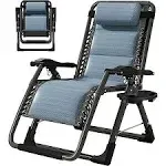 Zero Gravity Chair, Folding Lawn Recliner Patio Reclining Padded Chair w/ Mat