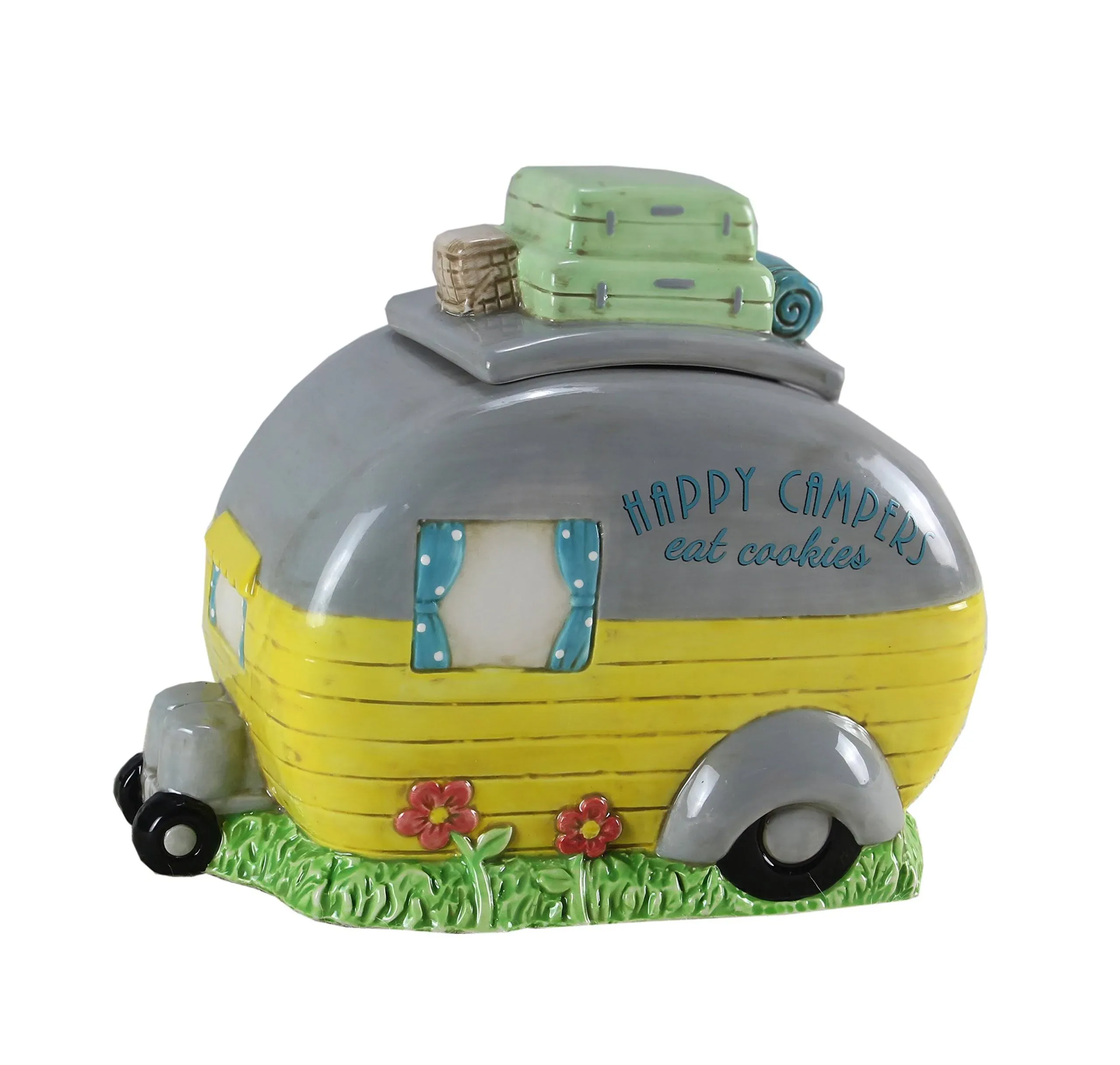 Happy Campers Eat Cookies Ceramic Cookie Jar Young Heartfelt 