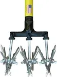 Rocklin Rotary Cultivator Tool - 60” Extra Long Handle - Reinforced Tines - Reseeding Grass or Soil Mixing - All Metal, No Plastic Structural Components - Cultivate Easily