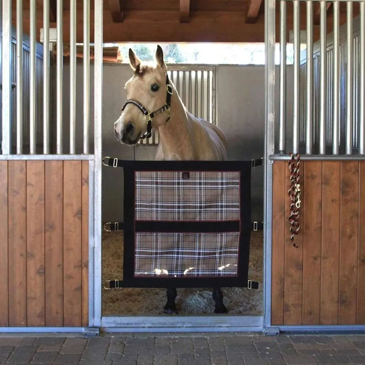 Kensington Door Guard for Horses — Designed to Keep Horse Securely in Stall in Style — Adjustable Straps and Hardware Included