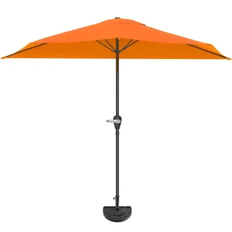 Pure Garden Half Umbrella - 9 ft Patio Umbrella with Easy Crank - Half Umbrella Outdoor Patio Shade