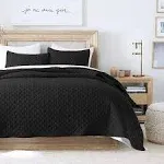 HORIMOTE Home Quilt Set Queen size, Black Bedspread with Clouds Pattern, Soft Coverlet Set Lightweight Microfiber Quilted Bedspread for All Season, in