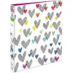 Avery + Amy Tangerine Designer Collection Binder, 1" Round Rings, 175-Sheet Capacity, Hatchmark Hearts, 6 Binders (28320)