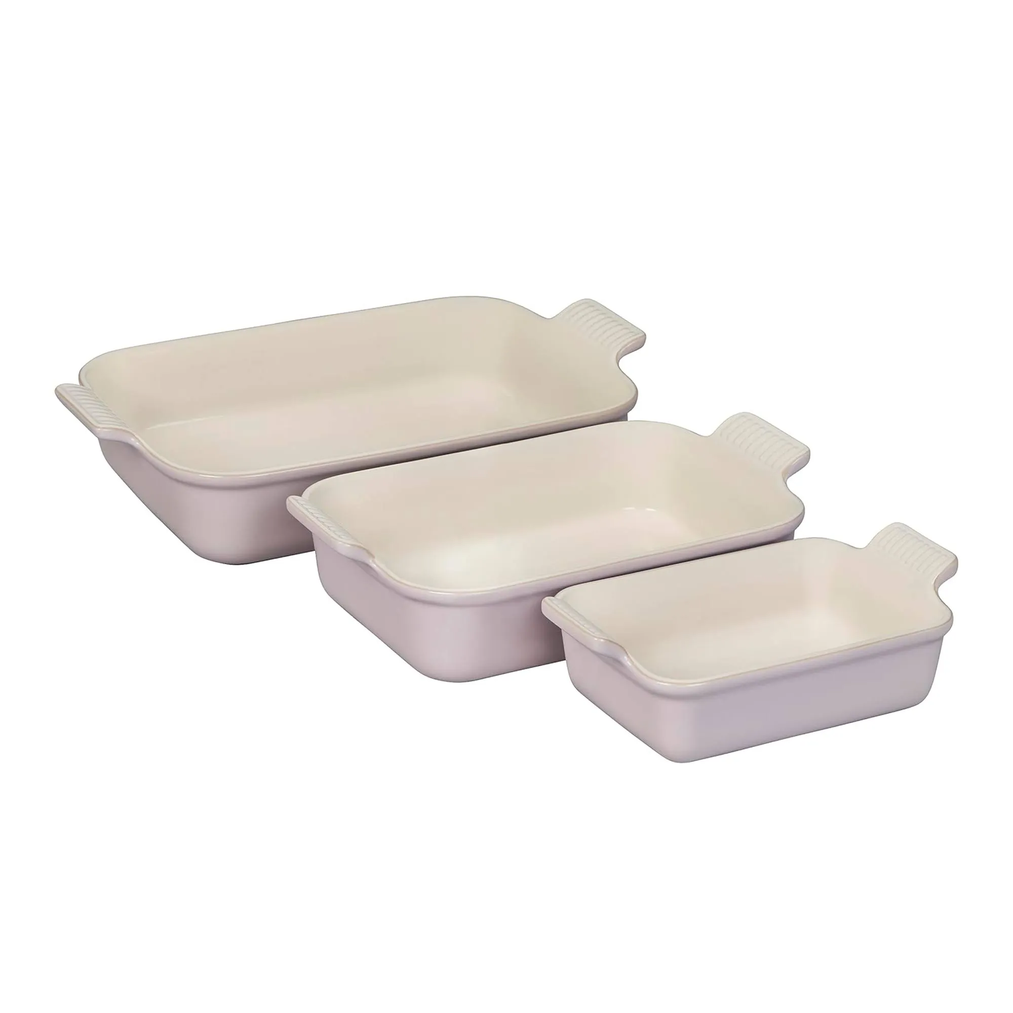 Le Creuset Stoneware Heritage Set 3 Rectangular Dishes, Shallot, 1.1 qt., 2.5 qt. & 4 qt.