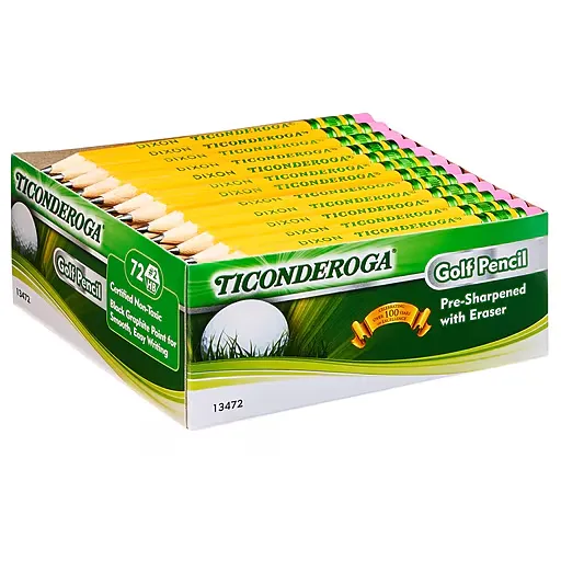 Dixon Ticonderoga 13472 Yellow Barrel Woodcase Golf Pencil HB #2 - 72/Box