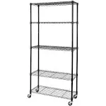 Seville Classics UltraDurable 5-Tier NSF Steel Shelving Black