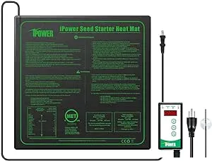 iPower 40-108 Degrees Fahrenheit Digital Heat Mat Thermostat Controller and 20 x 20 Seeding Warm Hydroponic Pad, Plant Starting Kit Combo