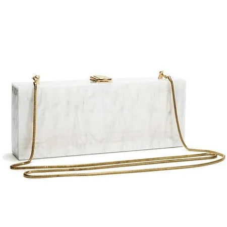 Inone Acrylic Clutch Evening Bag for Women Long Pearl Acrylic Clutch Purse Handbag for Dinner Party Wedding iPhone - White, Women's, Size: Small