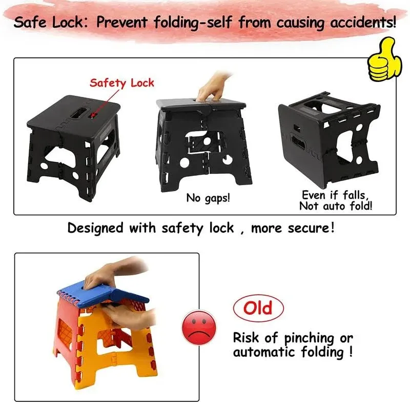 SUMBABO Kids Folding Step Stool for Toddlers - Safety Lock to Stable (1 Black)