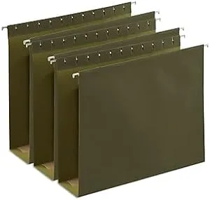 Staples Reinforced Box Bottom Hanging File Folder, 3" Expansion, Letter size, Standard Green, 50/Carton (ST418376-CCVS)