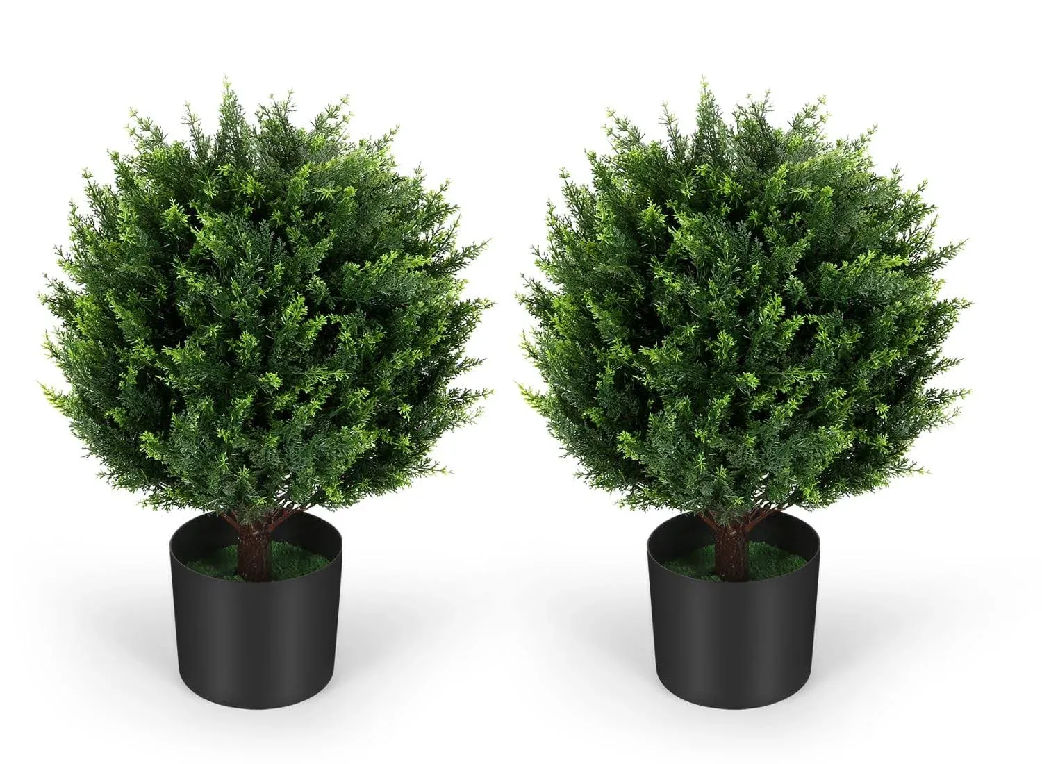 21&#039;&#039;T Artificial Cedar Topiary Ball Tree 2 Pack, Outdoors Artificial Shrubs Fake