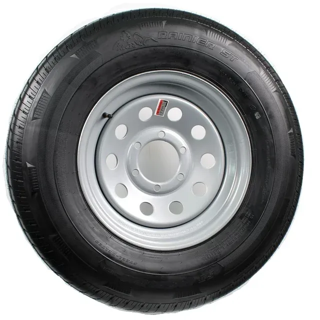 Trailer Tire On Rim ST225/75D15 H78-15 15 in. D 6 Lug Wheel Silver Modular