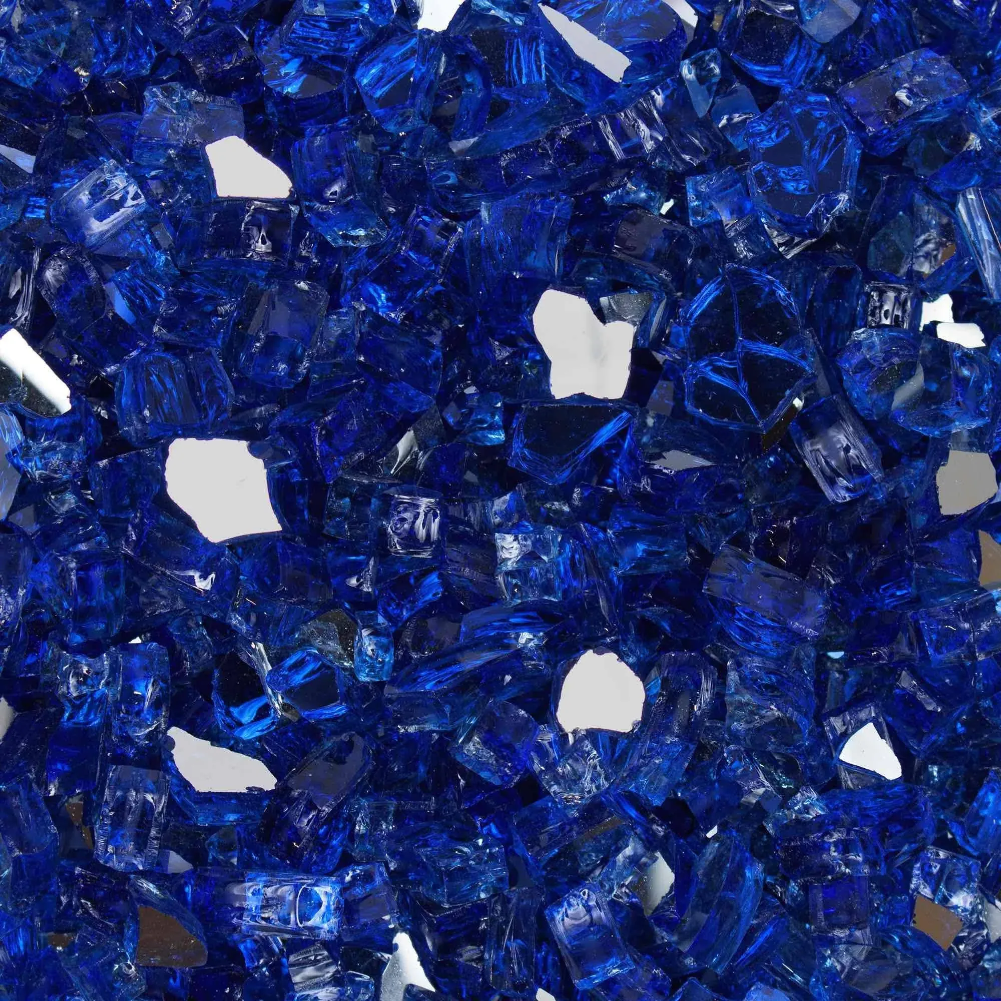 High Luster, 1/2" Reflective Tempered Fire Glass in Meridian Blue, 20 Pound Bag, by Celestial Fire Glass