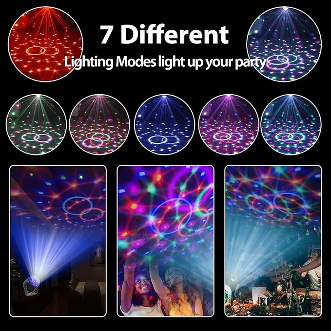 [3-Pack] Disco Ball DJ Party Lights Sound Activated with Remote Control Strobe Lamp 7 Modes Stage Light for Home Room Dance Parties Karaoke Halloween Christmas Birthday Decorations