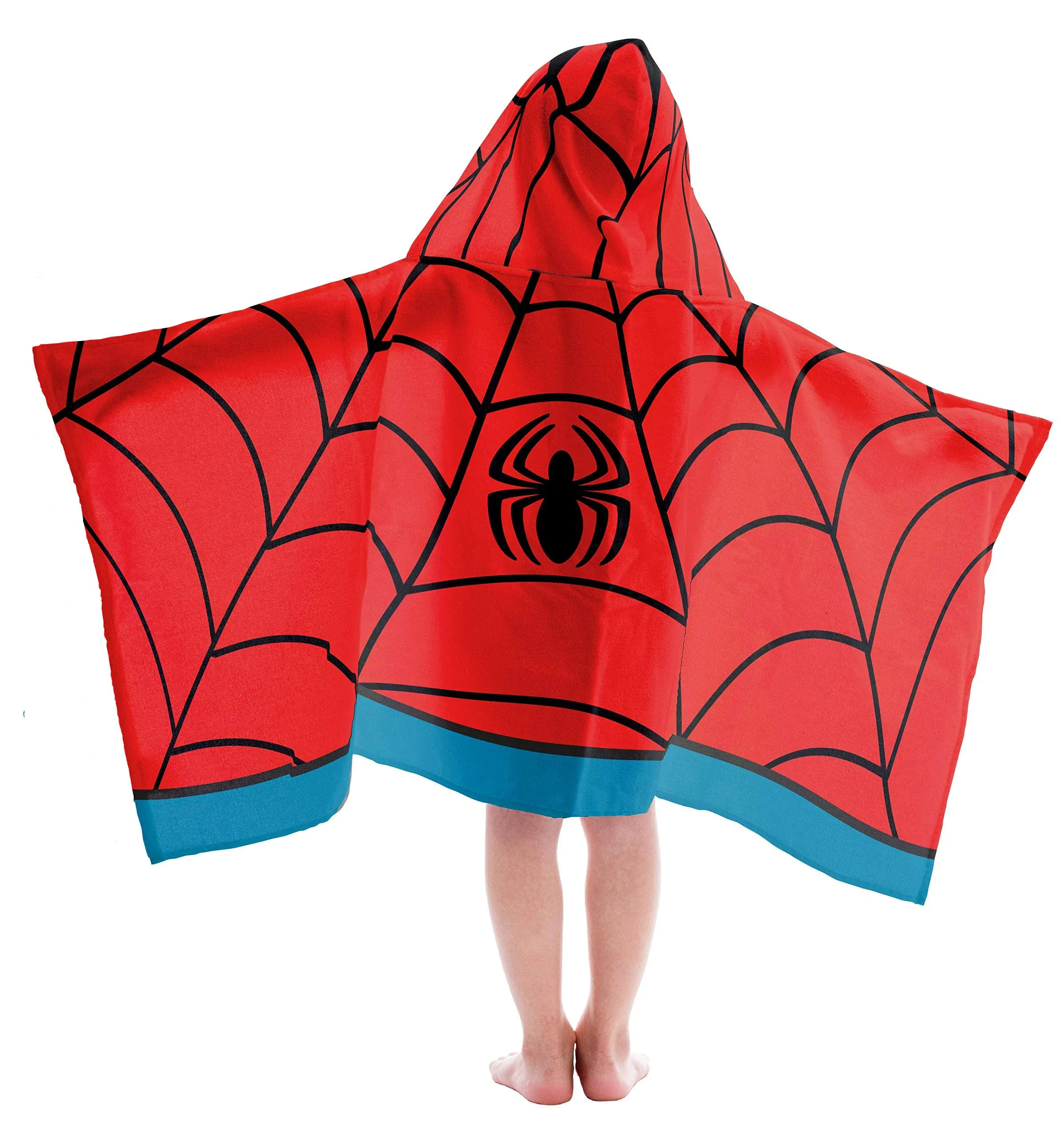 Jay Franco Kids Hooded Towel 28” x 58”, Red - Spiderman 