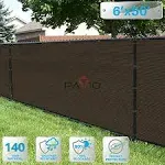 Patio 6' x 50' Fence Privacy Screen Brown Commercial Grade Heavy Duty Outdoor Backyard Shade Windscreen Mesh Fabric with Brass Gromment with Zipties