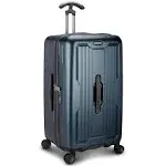 Traveler's Choice Ultimax II 26" Medium Trunk Spinner Luggage, Tie Down Straps, Matte Navy, Checked inch