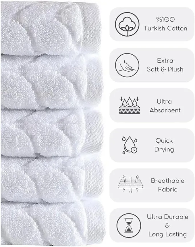 Bagno Milano 100% Turkish Cotton Jacquard Luxury Towel Set – Quick Dry Non-GMO Ultra-Soft, Plush and Absorbent Luxury Durable Turkish Towels Set