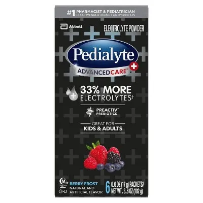 Pedialyte AdvancedCare Plus Electrolyte Powder Berry Frost - 6-0.6 oz