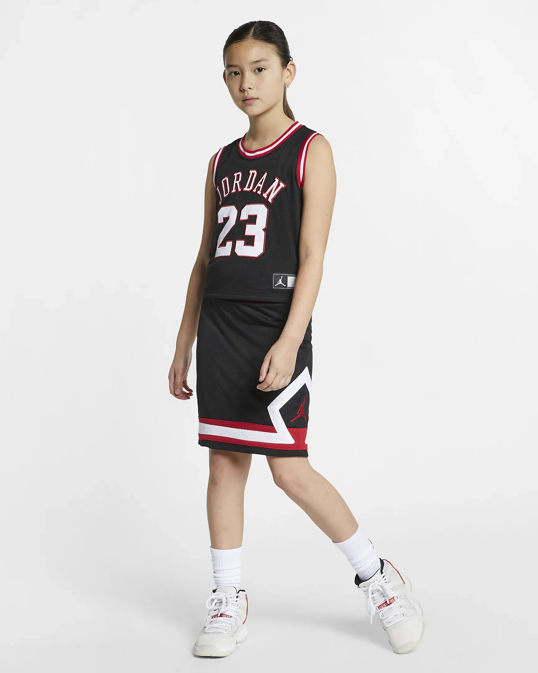 Jordan Girls' Recon Cropped Jersey, Black, Size: Large