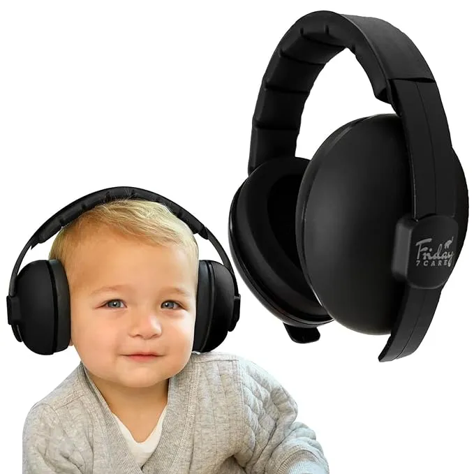 Baby Headphones - Baby Ear Protection, Noise Cancelling Headphones with Adjustable Headband for Ages 0-36 Months, Black