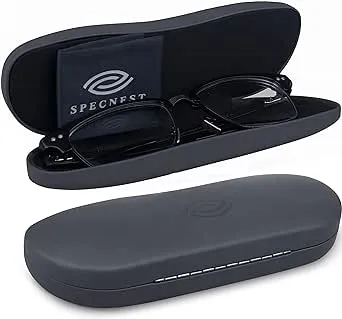 SpecNest Eye Glass Case - Thin and Slim Hard Shell Glasses Case for Eyeglasses - Stainless Steel Shell with Vegan Leather for A Modern Professional