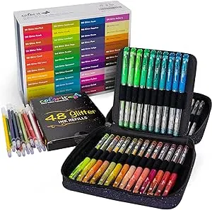 ColorIt 48 Glitter Gel Pens for Adult Coloring Books - New Glitter Co