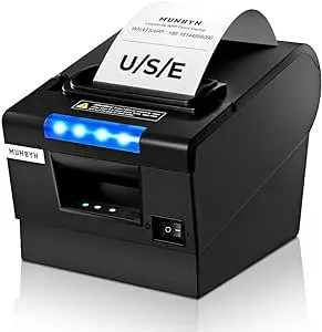 MUNBYN Receipt Printer P068, 3 1/8" 80mm Direct Thermal Printer, POS Printer with Auto Cutter - Receipt Printer with USB Serial Ethernet Windows Driver ESC/POS Support Cash Drawer