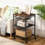 Mobile Printer Stand, 3-Tier Printer Cart with Storage Shelf