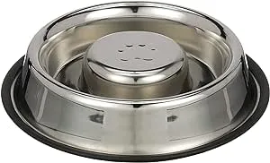 Neater Pet Brands Stainless Steel Slow Feed Bowl - Non-Tip & Non-Skid - Stops Dog Food Gulping, Bloat, Indigestion, and Rapid Eating (3 Cup)