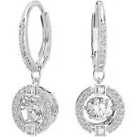 Swarovski Rhodium Plated White Sparkling Dance Pierced Earrings