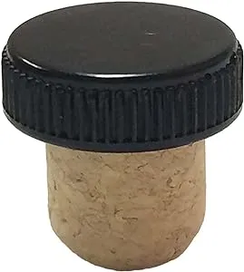 Jelinek Cork Bar Top Stopper with Ribbed Black Cap (bag of 50) - 19.5 mm Stem