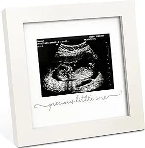 Baby Sonogram Picture Frame - Modern Ultrasound Frame for Mom to Be - Pregnancy Announcement Sonogram Photo Frames - Gender Reveal for Expecting Parents - First Time Dad Gifts (Alpine White)