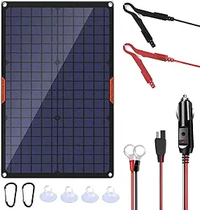 OYMSAE 30 Watt 12 Volt Solar Panel Solar Trickle Charger 30W 12V Portable Solar Battery Charger & maintainer with Cigarette Lighter Plug & Alligator Clip