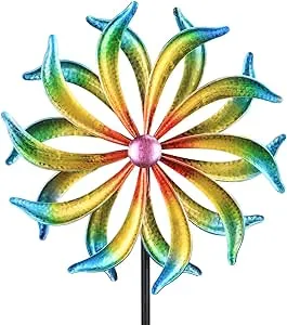 WONDER GARDEN Wind Spinner, 5 FT Kinetic Wind Sculpture Outdoor Clearance Metal Wind Spinners for Outdoor Yard Patio Lawn & Garden