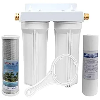 External RV Dual Water Filter System for RVs Boats Motor Homes Marines,Included Two Fliters and Mounting Bracket