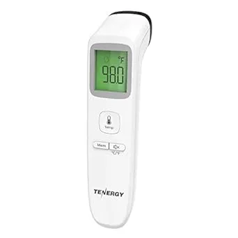 Tenergy Non-Contact Forehead Thermometer for Kids and Adults, Touchless Instant Result Infrared Thermometer, Digital Baby Thermometer with Fever Indicator for Whole Family, Batteries Included